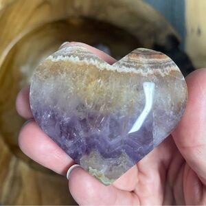 Crazy lace agate with amethyst polished crystal heart carved stone